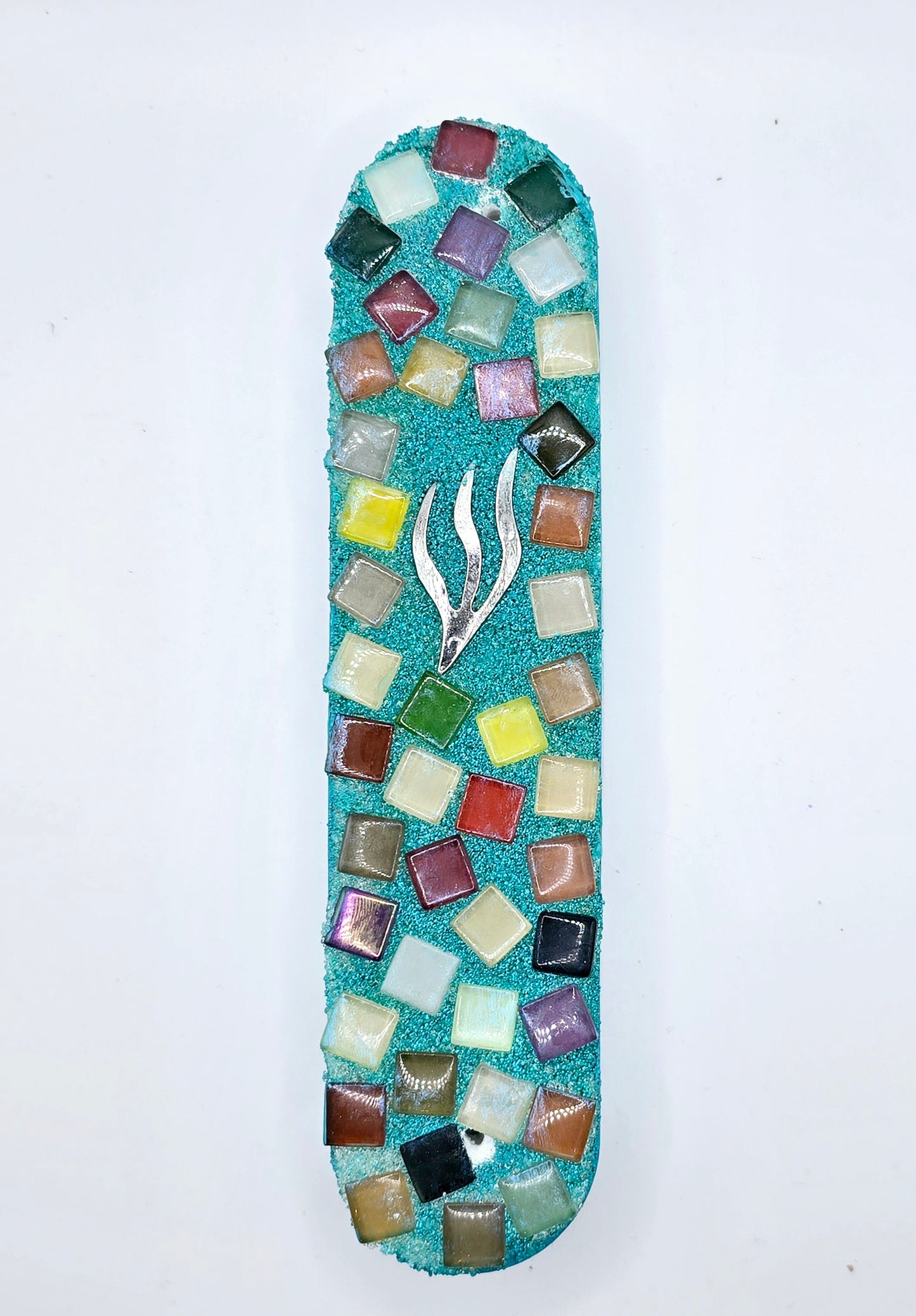 Vibrant Mosaic Mezuzah Case with Multicolor Glass Tiles – Handcrafted Judaica