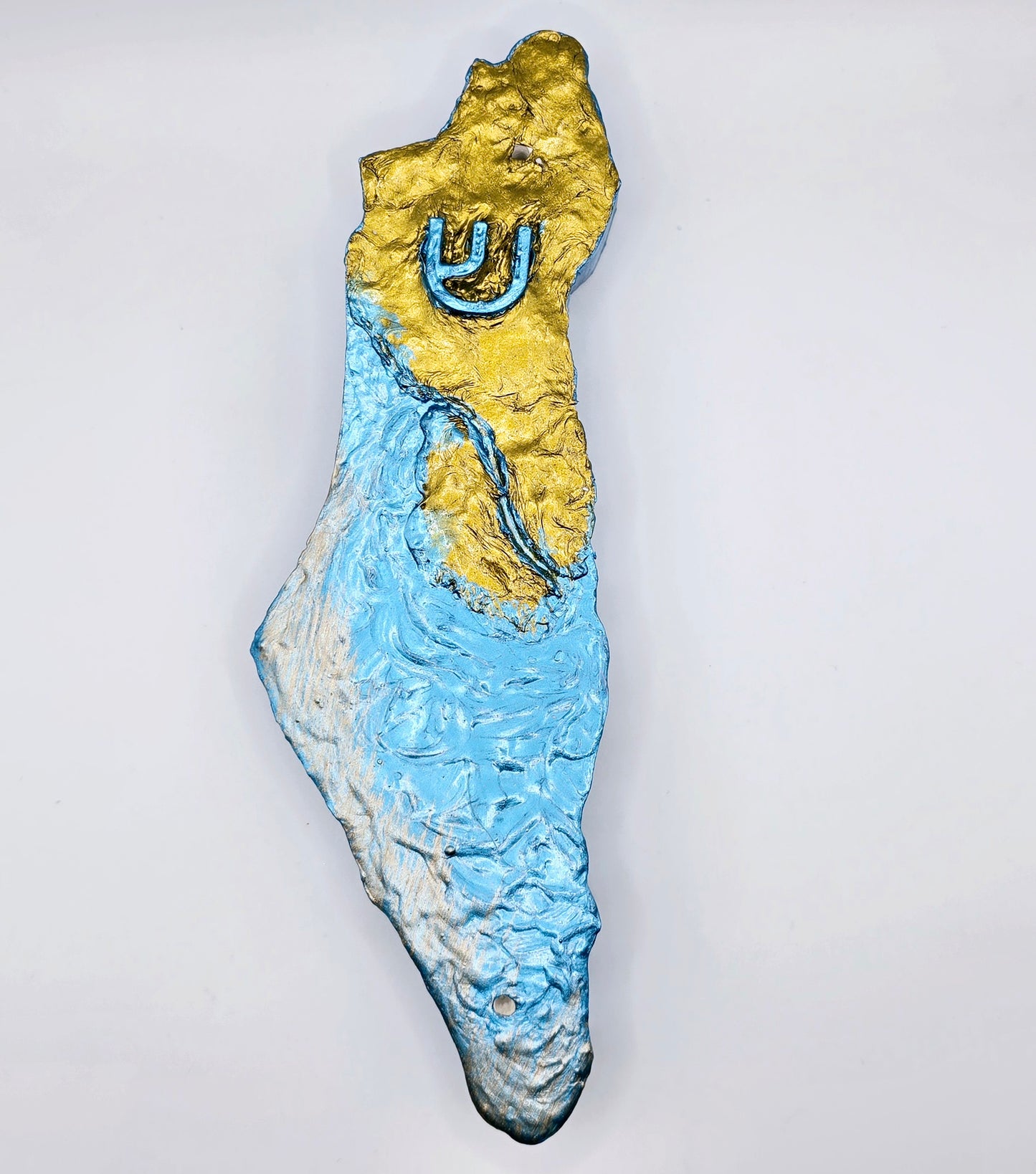 Handcrafted Israel Map Wall Art in Blue and Gold – Contemporary Judaica Decor
