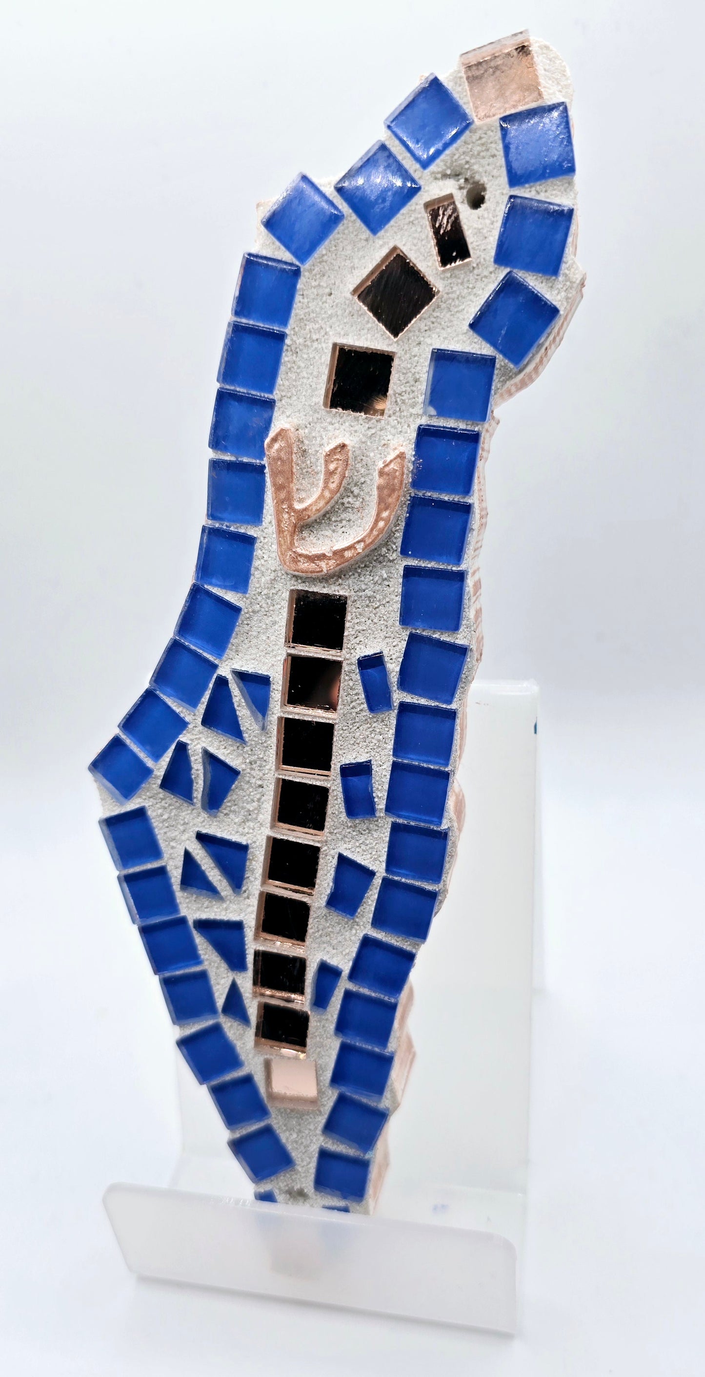 Blue Mosaic Map of Israel – Handcrafted Judaica Wall Art
