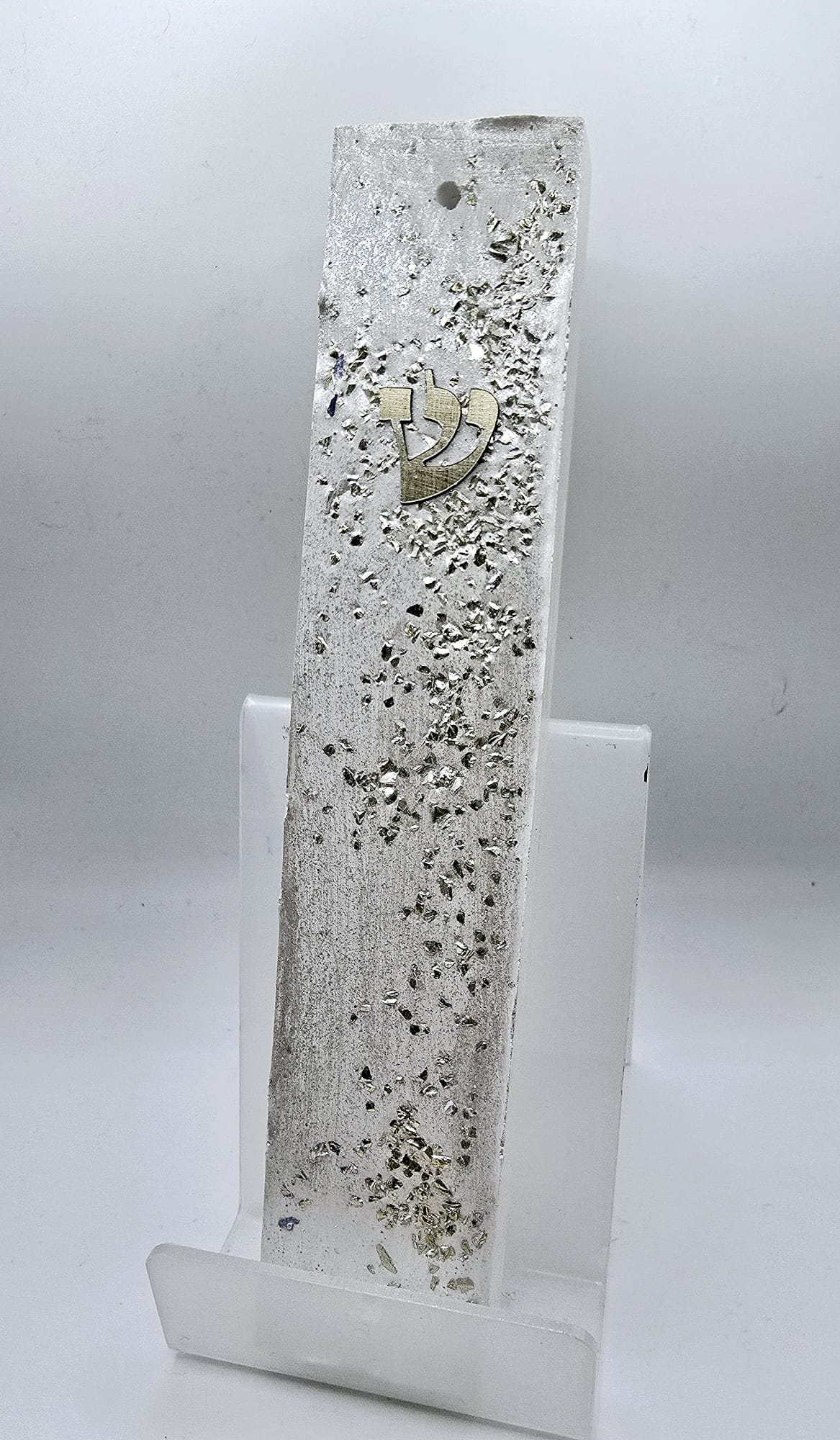 Minimalist Silver Mezuzah Case with Handcrafted Details