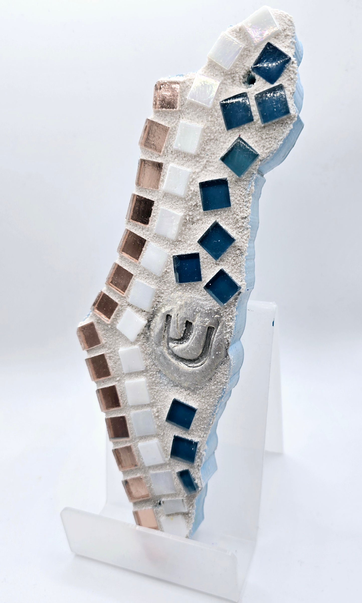 Israel Map Mezuzah Case – Blue, White, and Silver