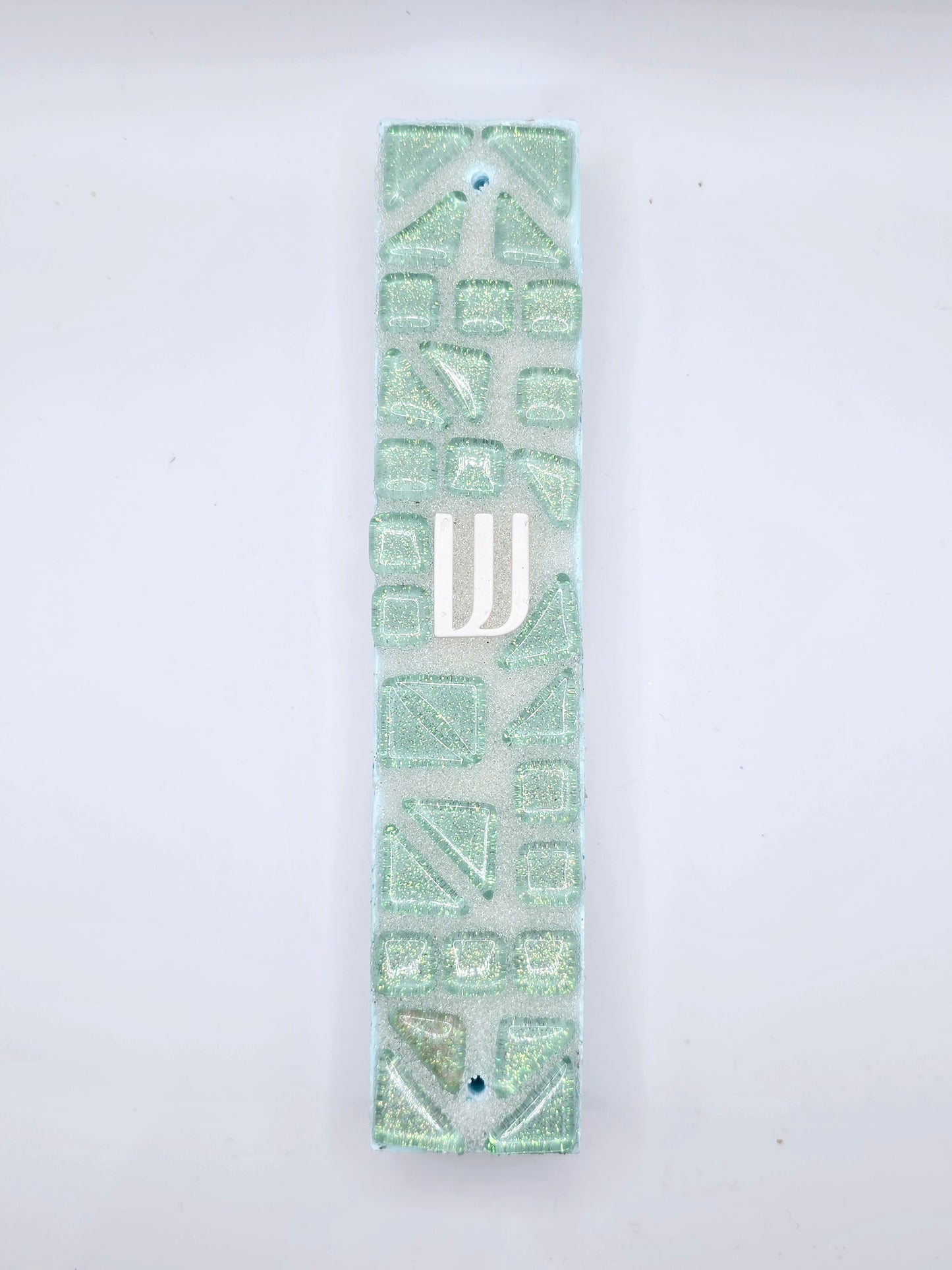 Green Handcrafted Mosaic Mezuzah Case