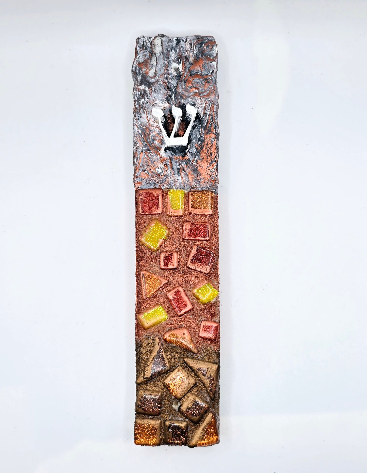 Handcrafted Rustic Mosaic Mezuzah Case – Warm Judaica Art