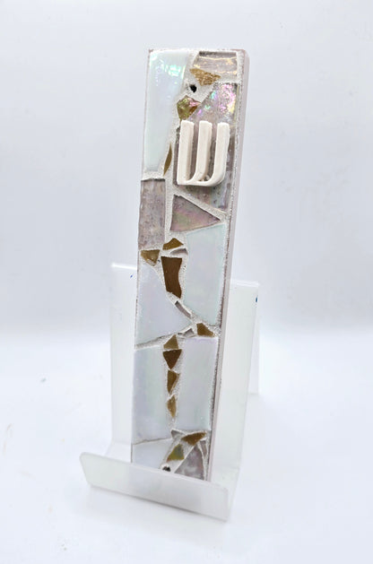 Handcrafted Iridescent Mosaic Mezuzah Case – Elegant Judaica Art