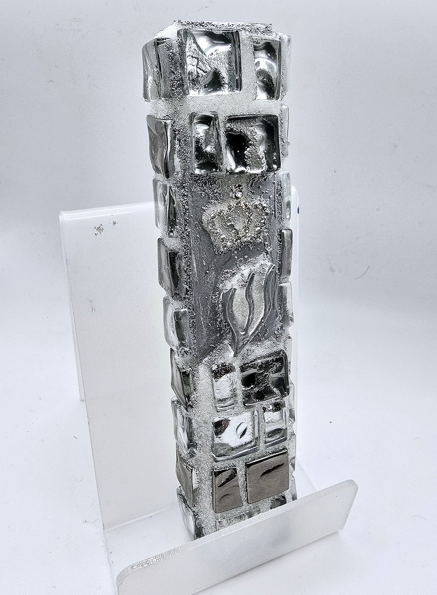 Mezuzah Case – Blue and Gold Marble Design