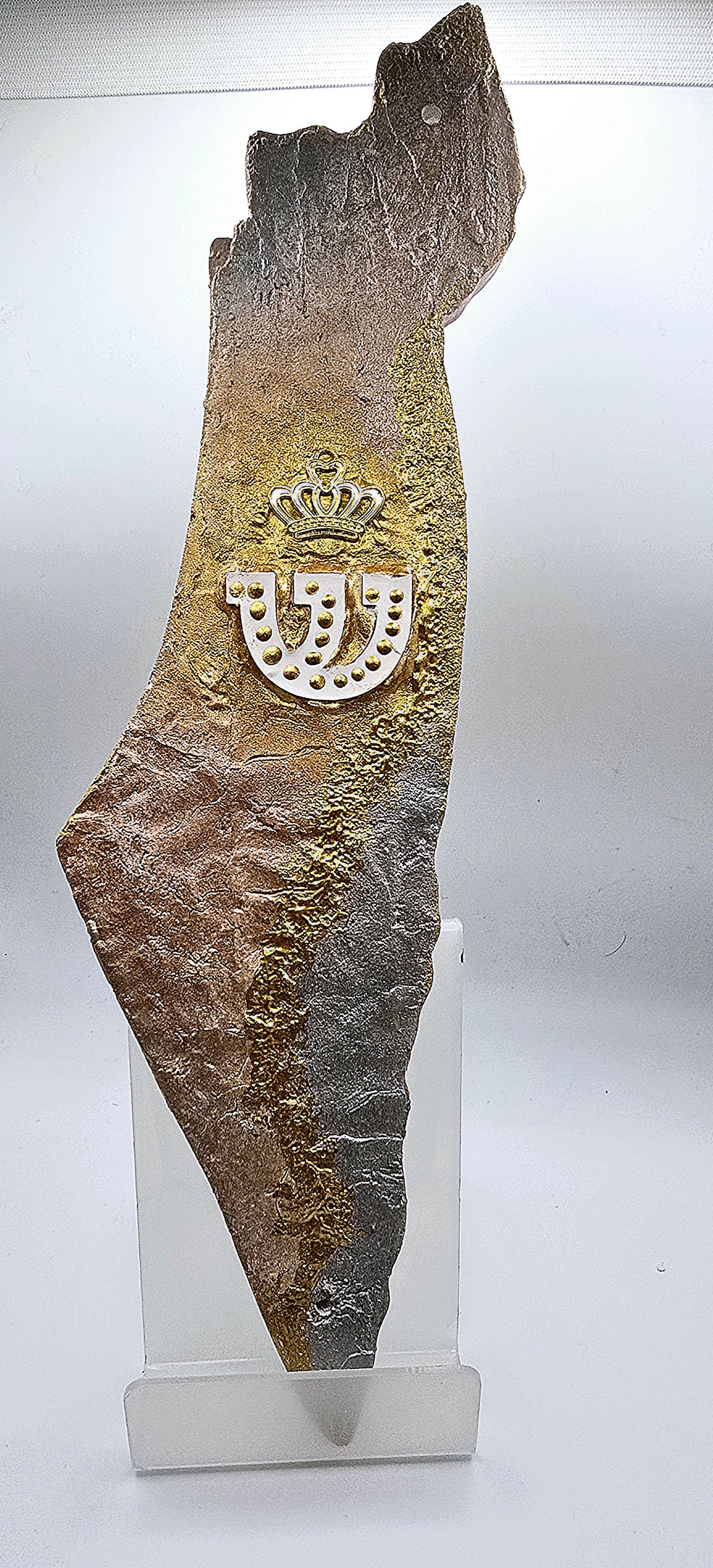 Handcrafted Ceramic Mezuzah with Crowned Hebrew Motif