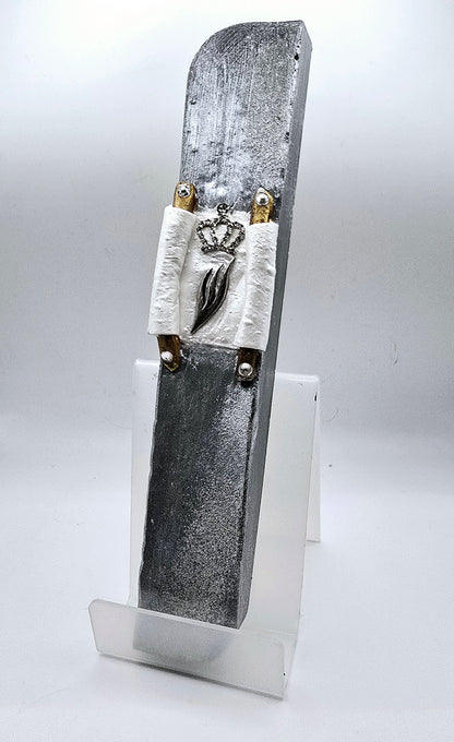 Handcrafted Mezuzah Case – Elegant Torah Scroll Design with Crown & Shin