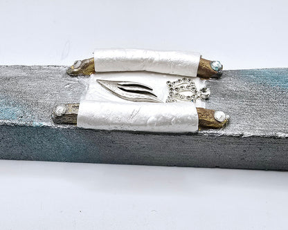 Handcrafted Mezuzah Case – Elegant Torah Scroll Design with Crown & Shin