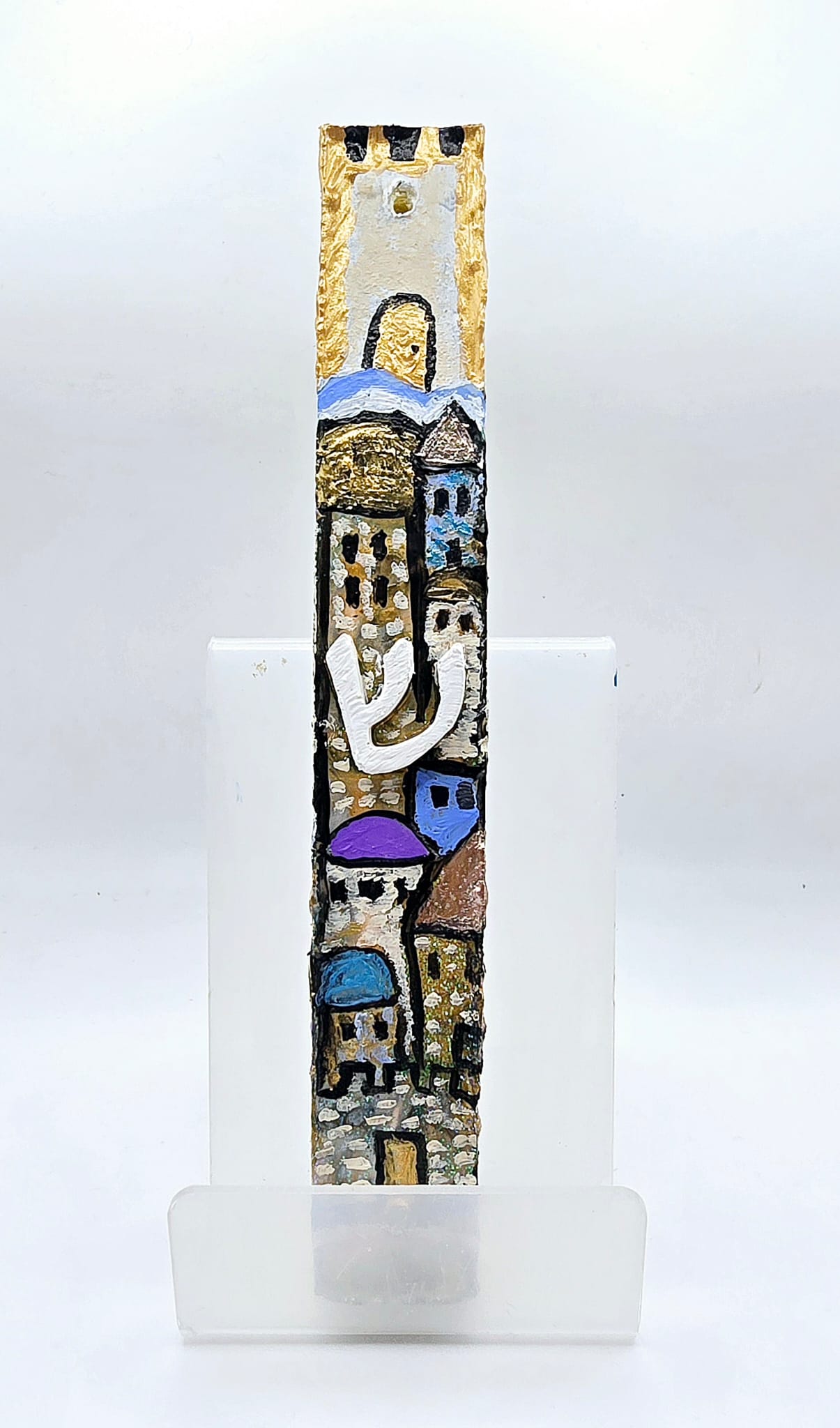 Jerusalem Mezuzah Case with Beit Hamikdash in the Sky