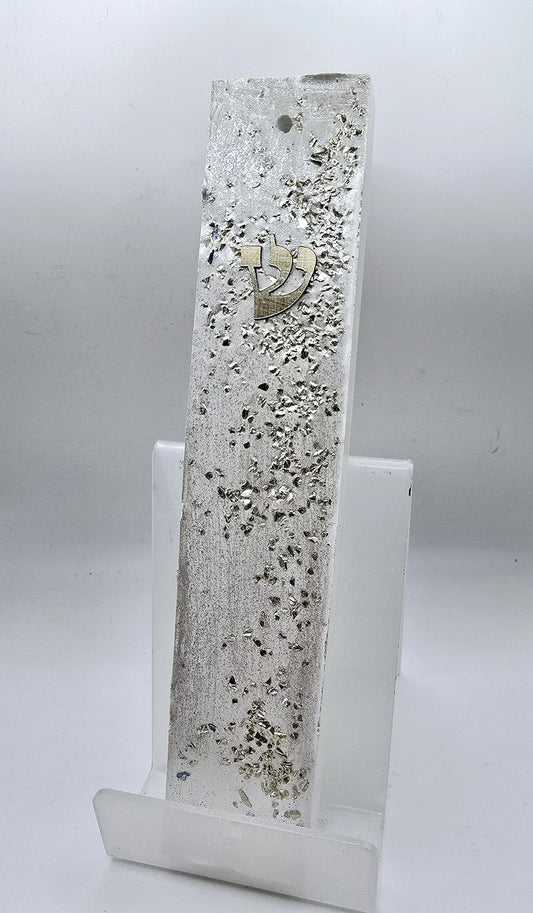 Minimalist Silver Mezuzah Case with Handcrafted Details
