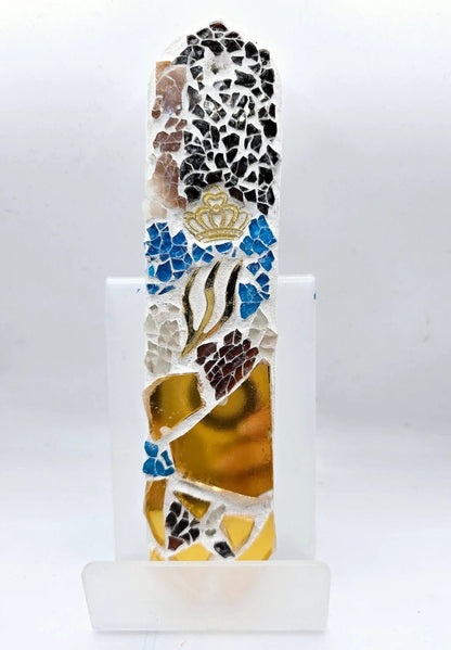 Handcrafted Regal Crown Mosaic Mezuzah Case – Unique Judaica Art