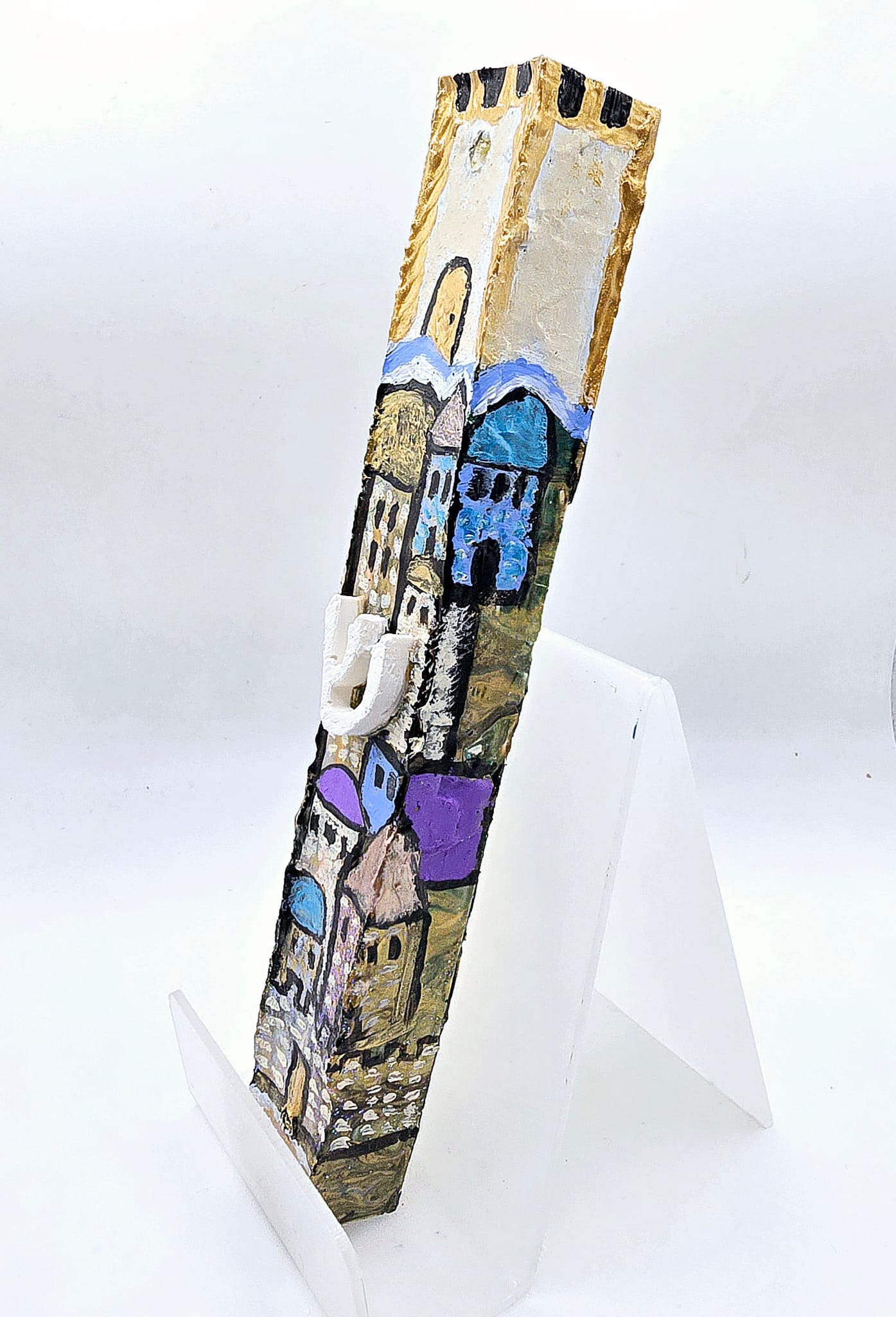 Jerusalem Mezuzah Case with Beit Hamikdash in the Sky