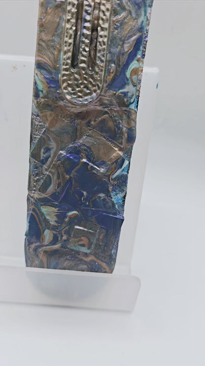 Mezuzah Case – Blue and Gold Marble Design
