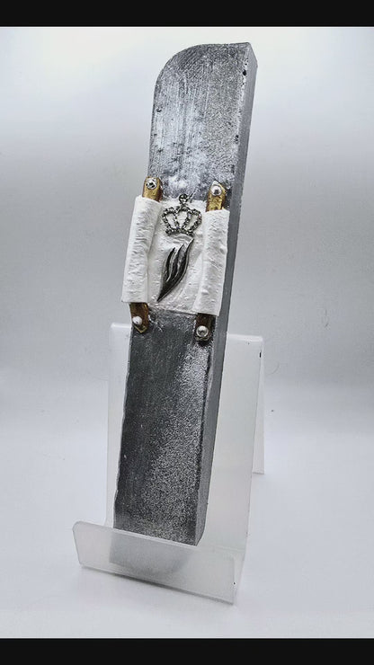 Handcrafted Mezuzah Case – Elegant Torah Scroll Design with Crown & Shin