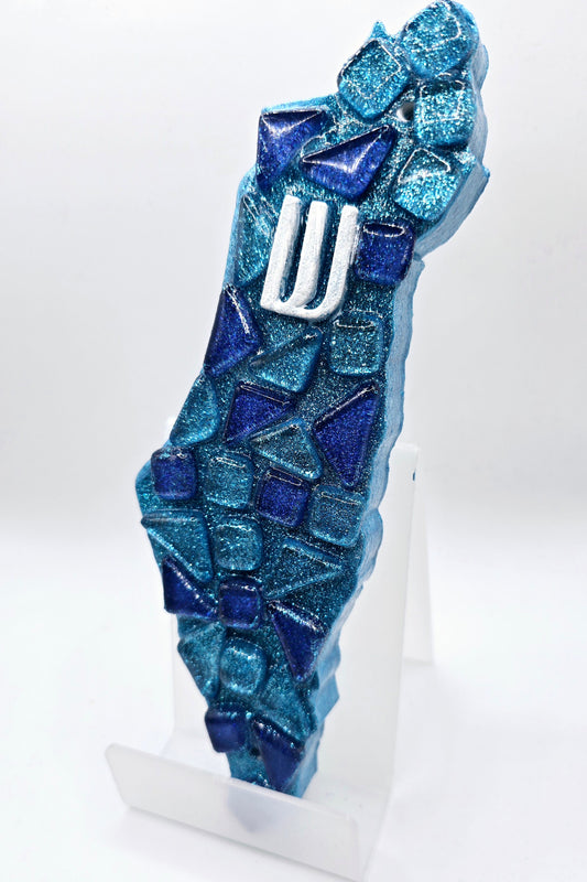 Blue Glitter Israel-Shaped Wall Hanging
