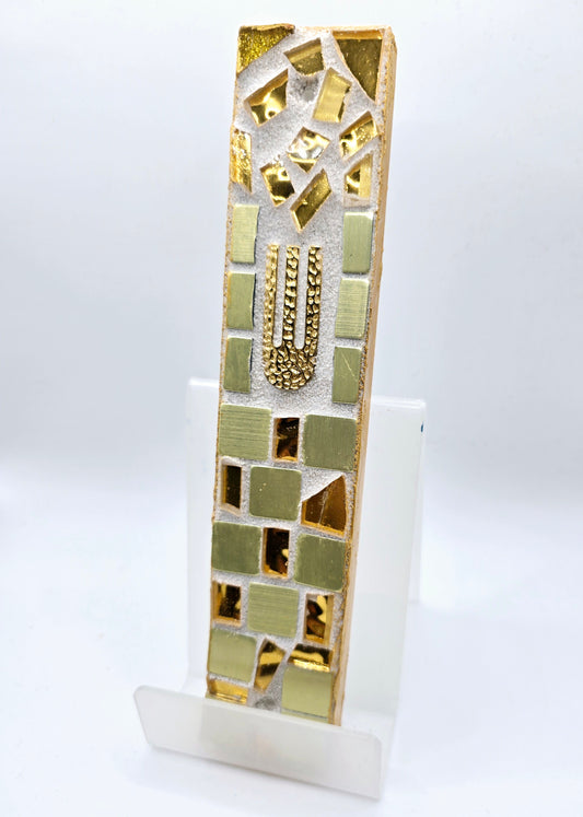 Handcrafted Gold Mosaic Mezuzah Case – Luxurious Judaica Art