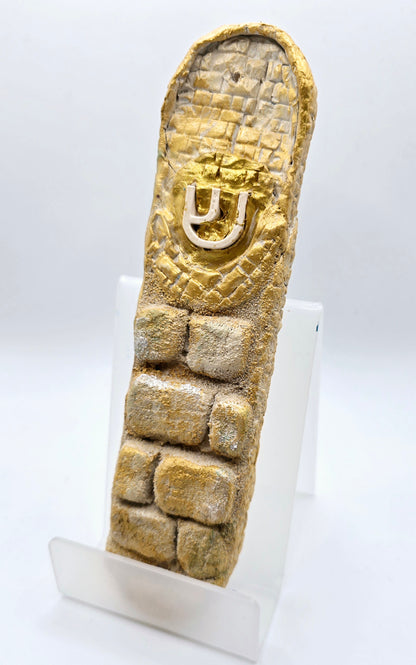 Handcrafted Gold and Stone Mezuzah Case – Western Wall Inspired Judaica