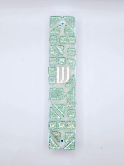 Green Handcrafted Mosaic Mezuzah Case